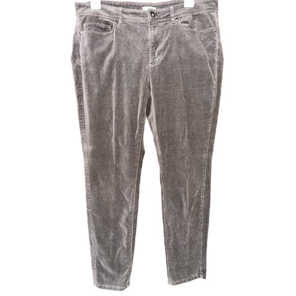 J. Jill Women’s Velvet Pants Slim Leg Ankle Taupe 10 Casual Neutral Soft - Picture 2 of 10